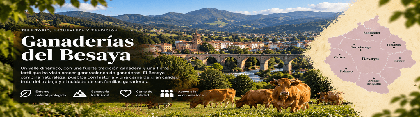 El corredor del Besaya, puerta de entrada al interior de Cantabria, con pastos de fondo de valle y explotaciones familiares de toda la vida. Besaya
