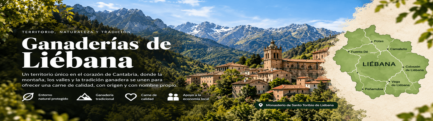 El valle del Deva, entre picos y cañones, con razas autóctonas de montaña y una ganadería forjada en el corazón de los Picos de Europa. Liébana