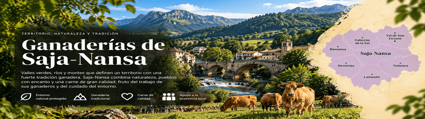 Los valles del occidente cantábrico, en el corazón del Parque Natural del Saja. Ganadería extensiva y razas tradicionales entre hayedos y praderías. Saja-Nansa